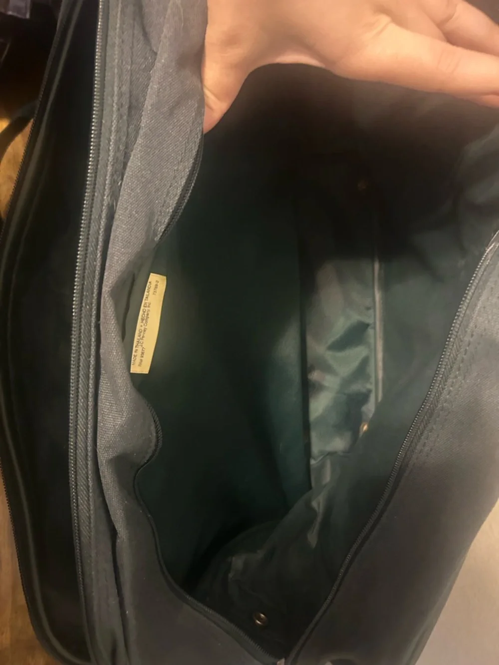 Green Canvas Laptop Bag with Brown Trim - Jaguar